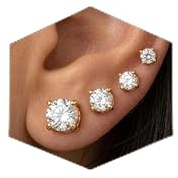 Men's Magnetic Diamond Earrings - Non Piercing Cubic Zirconia Studs, Stainless Steel Hypoallergenic, Gold Fashion Fake Earrings for Women