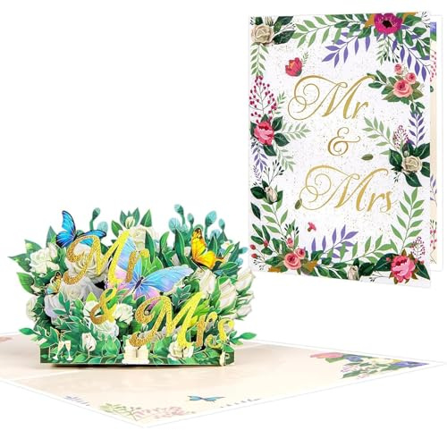 CJAPGJW 3 Stück Hochzeitskarte 3D, 3D Effekt für kreative Geldgeschenke, Herzliche Glückwünsche zur Hochzeit, Wedding Card, Faltkarte mit 15 x 20 cm