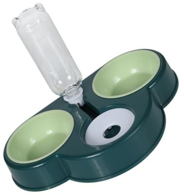 SUPVOX Comedero Automático para Gatos y Perros de Triple Uso Dispensador de Agua 500ml Diseño Inclinado y Material Abs Resistente al Mordisco Verde