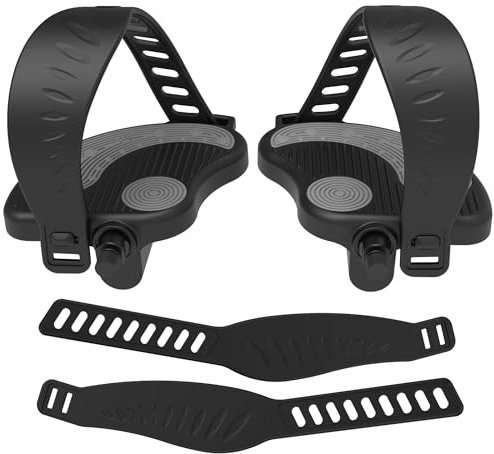 FitHeart Joy Exercise Bike Pedals with Toe Straps, 9/16'', Compatible for Peloton, Spin, Indoor & Recumbent Stationary Bicycles, Easy Install Replacement