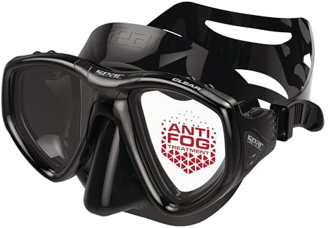 SEAC Clear – Maschera Subacquea Antiappannamento Doppia Lente in Silicone | Maschera per Immersioni e Snorkeling Antifog Low Volume