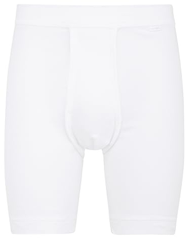 CALIDA Bomull 1:1 boxershorts, extra långa män, finribbad med mjuk linning och längre ben, Vit, 52-54