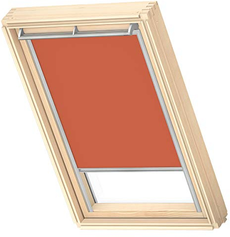 VELUX Original Dachfenster Verdunkelungsrollo für M08 / 308 / 2, Orange, mit Grauer Führungsschiene
