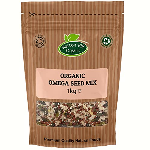 Organic Omega Seed Mix 1kg by Hatton Hill | 4 Seeds Mix with Pumpkin, Sunflower, Sesame and Flax, Whole Raw Seeds Blend, Non-GMO, Vegan