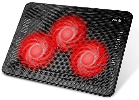 Havit HV-F2056 15.6-17 Inch Laptop Cooler Cooling Pad - Slim Portable USB Powered (3 Fans) (Black+Red)