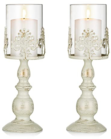 Sziqiqi Candelabro Ferro Vintage, Candelabro Ferro Romantico con Paralume per Matrimonio, Candeliere Arredamento Decorazione a Casa, L+L