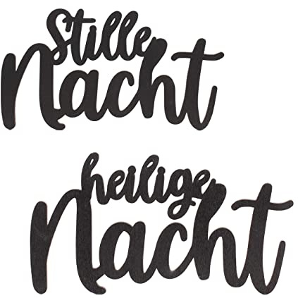 Papierdrachen Holz-Schriftzug Stille Nacht - Weihnachtsdekoration 2026 - Tisch-Deko 3D - beidseitig lackiert - schwarz - wiederverwendbar
