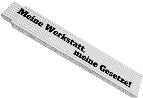 Meine Werkstatt, meine Gesetze Meterstab aus Holz Spruch Zollstock werkeln Meßlatte Handwerker Hobbyschrauber Bastler Maßstab Meter-Stab lustig Privileg Recht Klappmeter