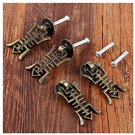 Poignée de tiroir 4pcs 45 * 25mm millésible poignées de Traction meublée ministéries Chinoise Bronze Boîte en Bois Boîte Boîte Boîte Boîte à Bijoux Bouton Tiroir Tiroir Cabinet Tire Les poignées