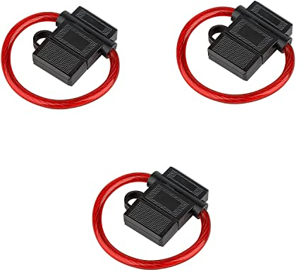 Audioproject A210-23 3x Set portafusibili per auto ATC con cavo da 6 mm² 10 GA 12V 24V protezione dagli spruzzi d'acqua fusibile piatto o fusibile 5A 10A 15A 20A 25A cavo extra spesso amplificatore