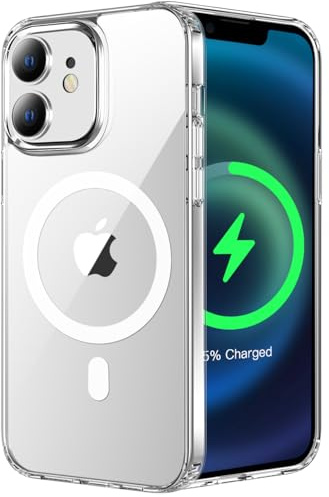 Fodral för iPhone 12 / iPhone 12 Pro, 15,2 cm/6,1 tum, kompatibel med MagSafe, reptålig, halkskyddad skyddsram, klassisk transparent fodral-stil