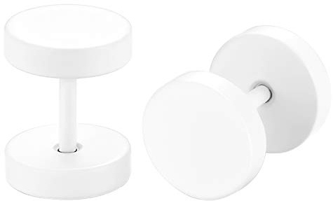 JewelryWe Joyería Pendientes de botón para mujer y hombre, acero inoxidable, doble acampanado, falso dilatador, piercing para la oreja, estilo cheater, ilusión de túnel, barra, tachuela, camuflaje
