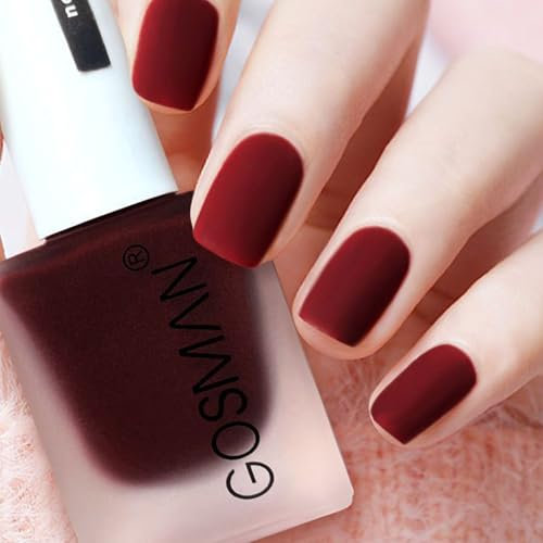 Matte Nail Polish, Cherry Red Nail Varnish Quick Drying & Long Lasting Nail Gel Polish with Healthy Water Based Formula/Odorless No Lamp Needs Nail Gel for Women