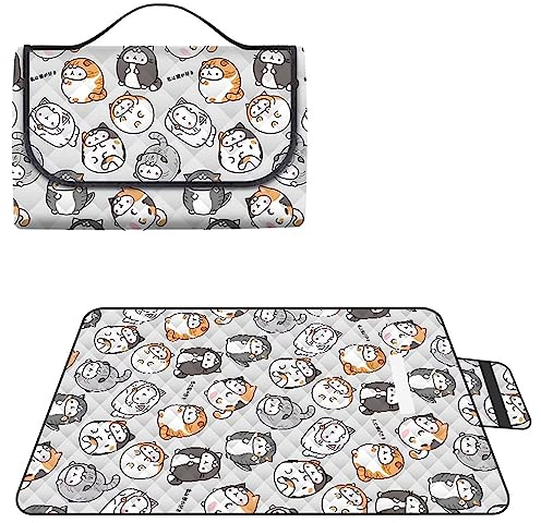 Picknickdecke 180x200cm Stranddecke Wasserdicht Sandfrei Isoliert Faltbar Strandmatte mit Tragegriff Outdoor Campingdecke XXL für Camping Parks Strände Picknick Grau Tier