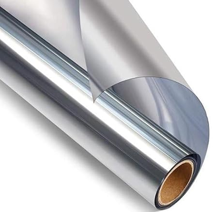 Simple Fix Fensterfolie Spiegelfolie Silber - 90 x 300 cm - Selbshaftend Blickdicht Sichtschutzfolie für Fenster - Sonnenschutzfolie Fenster Innen - Spiegelfolie Fenster Sichtschutz - Silber