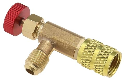 VGOL R22 R410 Kältemittel-Ladeventil 1/4 Zoll Stecker auf 5/16 Zoll Buchse Klimaanlage Sicherheitsventil Messing Durchflussregelventil für Klimaanlage Durchflusskontrolle