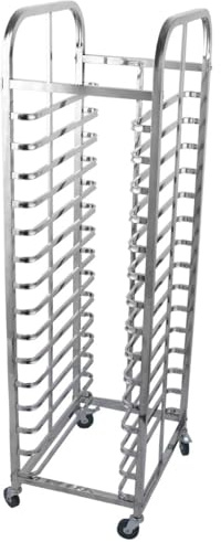 Gastronorm Tablettwagen aus Edelstahl mit 15 Schienen für Tabletts 60 x 40 cm - Temperaturbeständigkeit bis 200°C - Feststellbremsen - Regalwagen, Küchenwagen, Abräumwagen, Rollwagen