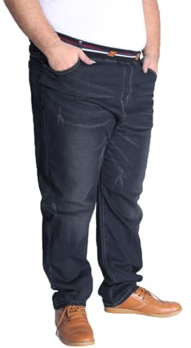 AHMXYG Jeans Uomo Taglie Forti Pantaloni a Gamba Dritta a Vita Alta Elasticizzato Pantaloni Larghi in Denim Vintage con Tasca (Nero, 4XL)