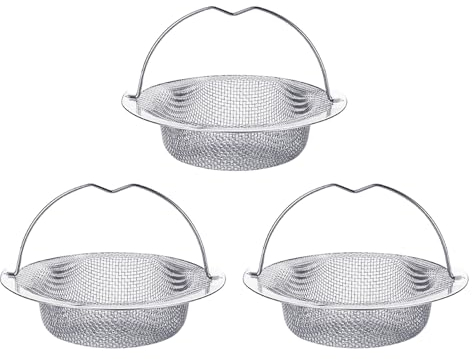 3 filtri per lavello, scolapasta, scolapiatti per lavello della cucina, scolapasta, residui di cibo, grondaia di scarico in acciaio inox