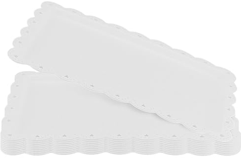MAHIONG 10-pack serveringsbricka i plast, vit matbricka för fest, återanvändbara serveringsfat för mellanmål, frukt, tårta, förrätter och efterrätt, 36,5 x 23,5 cm