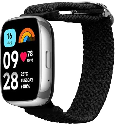 kwmobile Armband kompatibel mit Xiaomi Redmi Watch 3 Active - Nylon Fitnesstracker Sportarmband Band in Schwarz - Innenmaße von 14-22 cm