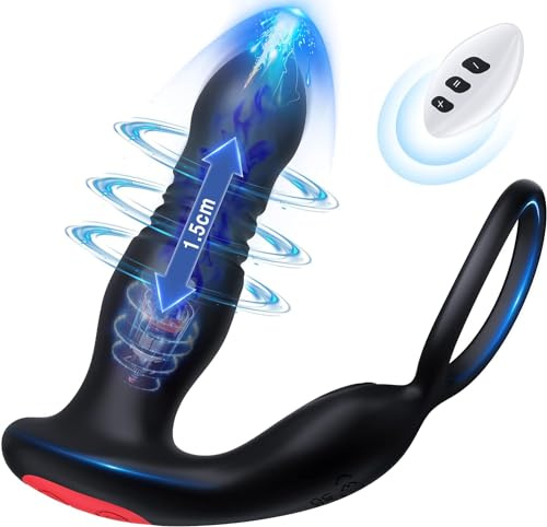 Anal Toys Cock Ring Male Sex Toys for Men Vibrators with Remote Control, 7 Vibrating Modes Sex Toys for Couples Men & Women Thrusting, Mens Sex Toys Anal Plug Wireless Sex Toys Prostate Vibrator