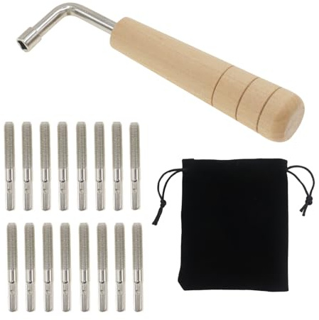 CashBeat Lyre Harp Tuning Kit 16 Stimmstifte L-Form Schraubenschlüssel Aufbewahrungstasche für Zithers, Cembalo, Hackbrett und primitive Saiteninstrumente