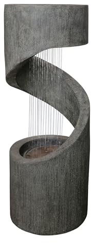 Dehner Gartenbrunnen Ronda, Solarbrunnen frostbeständig, Brunnen für Außen, mit LED Beleuchtung, ca. 79.5 x 31.5 x 31.5 cm, Polyresin, grau