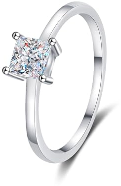 KnSam Solitärring Weißgold 585 14K, 0.6ct Labor Erstellt Diamant Partnerringe Klassiker Prinzess Design, Au585 Gold Diamantring Echte Goldschmuck für Damen, Gr.51 (16.2)