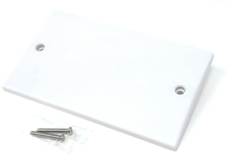 1pcs Dual, 2 Gang Blanking Plate Cover Faceplate for Electrical Sockets Back Box White, with Screws