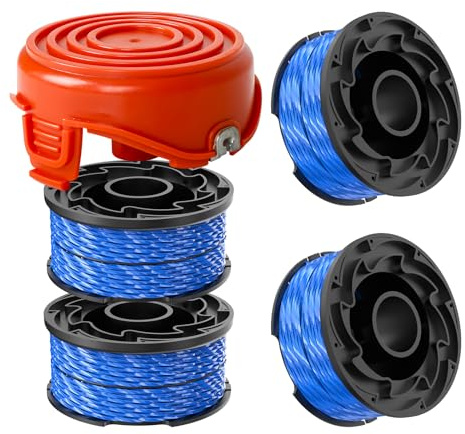 Grass Trimmer Spool Replacement for Black and Decker GL315 GL350 GL650 GL652 GL655 GL660 GL680, 1.65mm dia 12.2m long Black and Decker A6441 Spool Line with 1 Spool Cap (4spools + 1cap)