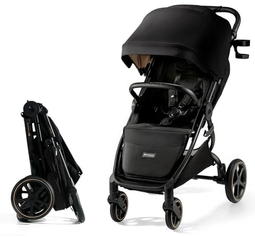 Kinderkraft MITZY Buggy fino a 22 kg, Passeggino Reclinabile, Carrozzina, Leggero, Facilmente Pieghevole, Schienale e Poggiapiedi Regolabili, Posizione Sdraiata, Ideale per I Viaggi, Nero
