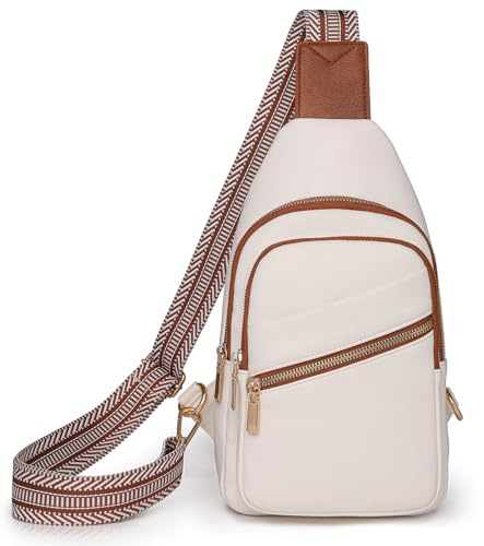 Farcauo Crossbody Bag für Damen Herren Umhängetasche Weiße Brusttasche Herren Damen Sling Bag Kleine Schultertasche Diebstahlsichere Tasche mit Gurt Shoulder Bag Women Men Chest Bag