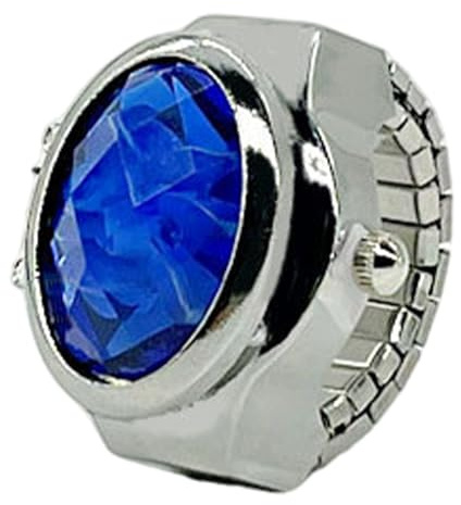 Anillos de reloj para mujer, relojes de dedo de joyería, relojes creativos y brillantes, relojes de dedo ajustables para mujeres y hombres, azul, Refer to description, Unisex