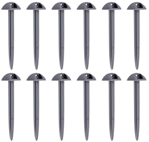 SG Store 60 picchetti in plastica a forma di fungo, 9,5 cm, colore grigio, per fissare cinghie e fogli al suolo, ideali per escursionismo, giardinaggio, supporto per piante e gazebo