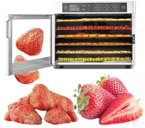 Essiccatore Elettrico Digitale Per Alimenti, Essiccatore Per Alimenti In Acciaio Inossidabile, Timer 24 Ore, Temperatura 185 °F, Essiccatore Per Frutta E Verdura,220V-8Trays