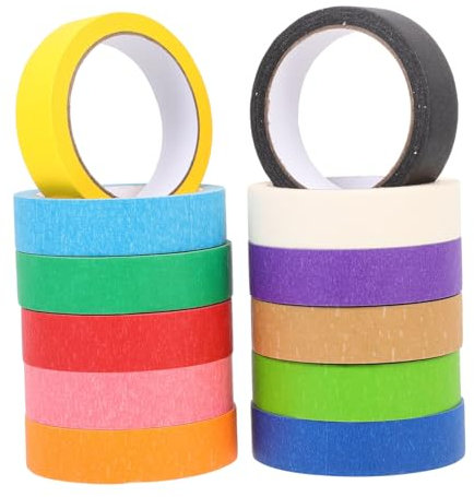 DIYEAH 12rollos Papel De Enmascarar Colorido Cinta De Pintor para Bricolaje Sin Residuos para Pintar Paredes Decoración De Arte Cinta De Enmascarar De Colores