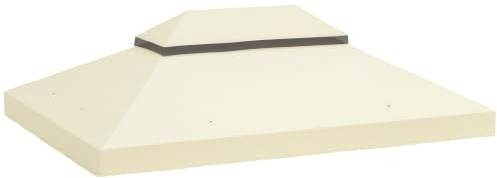 Outsunny Ersatzdach für Pavillon 3 x 4m Wasserdicht 370 g/m² Cremeweiß | PVC Beschichtung Pavillondach, Doppeldach Ersatzbezug für Gartenpavillon, Ersatzteile aus Oxford-Stoff