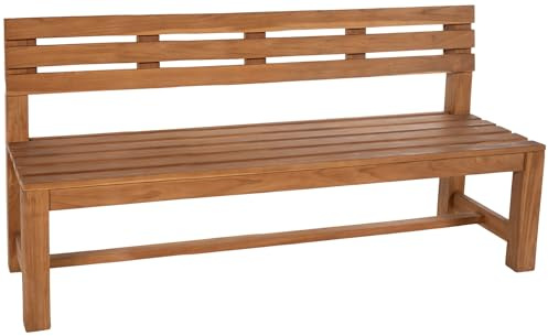 CLP Teakbank Augusta I Wetterfeste Holzbank mit Rückenlehne I Stabile Gartenbank aus massivem Teakholz, Farbe:Teak, Größe:220 cm