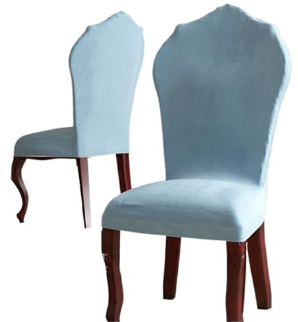 Stretch Stuhlhussen, Bezug für Esszimmerstühle im Landhausstil mit runder Rückenlehne, 2 Stück Bezüge für Esszimmerstühle mit runder Rückenlehne, hochwertige Bezüge aus Samt für Küche und Esszimmer o
