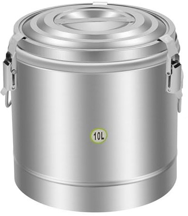 Qussse Isolierter Eimer mit Deckel 10L - Profi Gastro Thermotransportbehälter - Edelstahl Transport Thermobehälter für Zucker Mehl Getreide Öl Milch