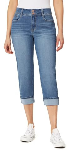 Angels Forever Young Curvy Cropped Jeans for Women, Denim with Contour Waistband - Marina, 12