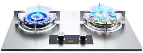Cuisinière À Gaz 2 Feux 5,2 KW, Double Flamme Haute, Panneau En Acier Inoxydable, Support De Casserole Avec Protection Anti-extinction(LPG)