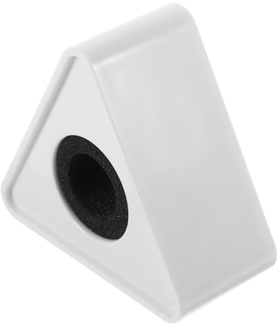 Sosoport Mic Logo Flag Mic Logo Flag Station Portable Triangular Shaped ABS Interview Microphone for Branding Events Broadcasting and Interviews White