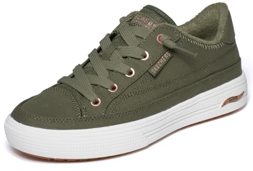 Skechers Women's Arch Fit Arcade-Meet Ya There Sneaker, Olive, 8