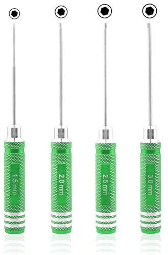 GDOOL 4 Stück Sechskant-Schraubendreher-Set, 1,5 mm, 2,0 mm, 2,5 mm, 3,0 mm, Inbusschlüssel, Schraubendreher-Set, RC-Reparaturwerkzeuge für Traxxas, RC, Auto, Drohne, Multi-Achsenhubschrauber, Arrma