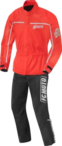 FC-Moto Urban Rain Kit Tvådelad motorcykel regndräkt, schwarz/rot, M