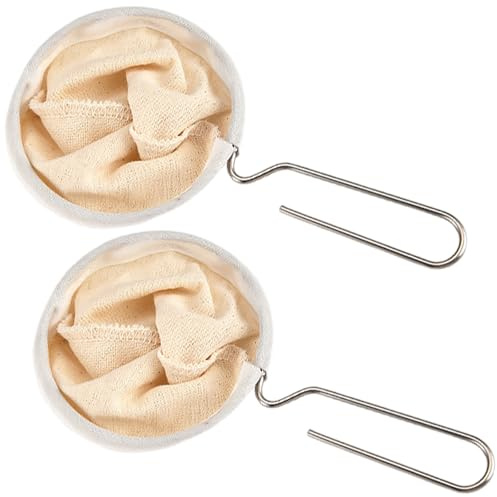 RLMVGBX Reusable Coffee Strainers, 2-Pack, 4 Inch | 2 reusable flannel strainers with stainless steel handles, 4. For pour-over coffee & loose tea. Simply rinse clean.