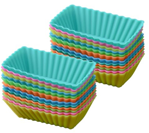 Luxshiny Lot De 24 Moules À Muffins Rectangulaires En Silicone Alimentaire Moule À Mini Cake Réutilisable Pour Pâtisserie Gâteaux Cupcakes Et Mini-Gâteaux Faciles À Nettoyer Pour Four Et Cuisine
