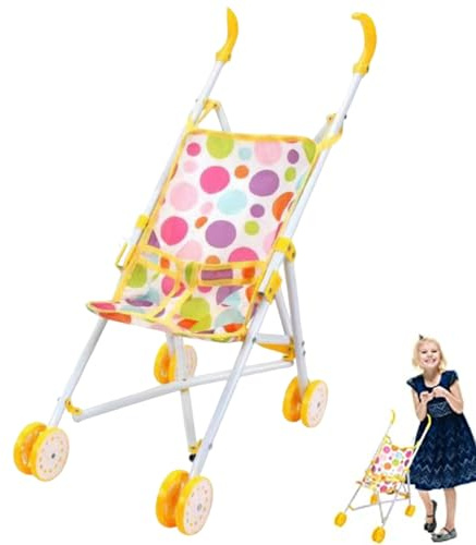 Puppenwagen für Spielzeug Kinder Babypuppen Kinderwagen Klapper Babywagen mit weichem Griffgriff Accessoires für Mädchen, so tun Spielen Spielzeug 24x47x53 cm, Wagen